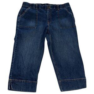Gloria Vanderbilt Womens Denim Capri Pants Size 18 Dark Wash Stretch Pockets Cas